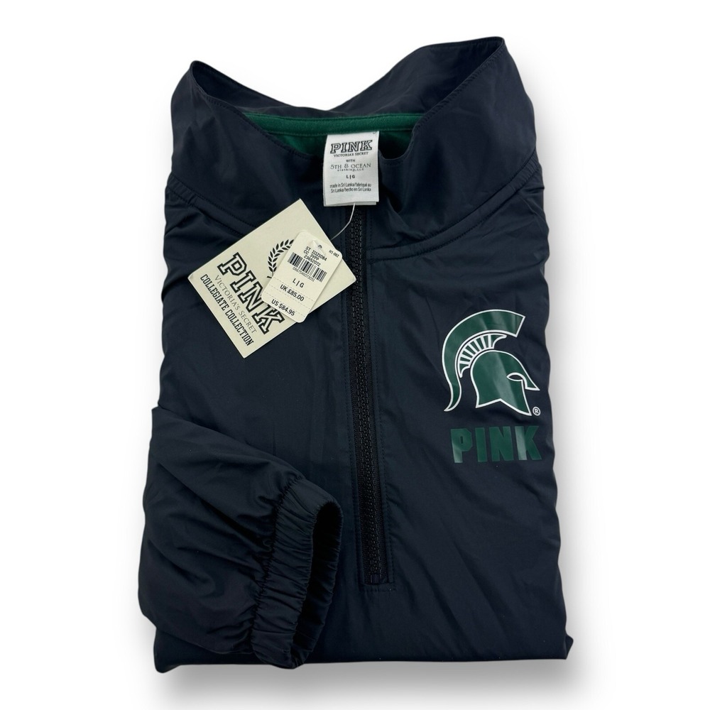 Pink Victoria's Secret 5th & Ocean Michigan State‎ Spartans ½ Zip Women's L NWT